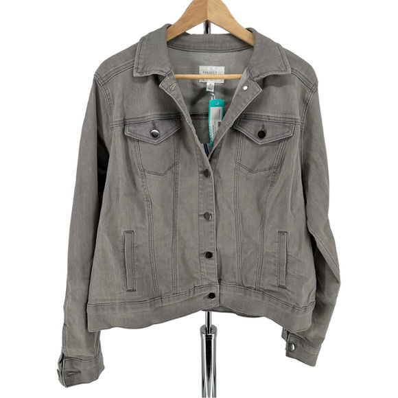Market & Spruce Sterling Grey Denim Jacket size 1X NWT Stitch Fix Gray Jean - Picture 4 of 13